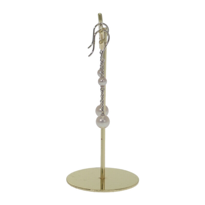 ミキモト MIKIMOTO パールチェーン ピアス K18ホワイトゴールド アコヤ真珠 レディース【中古】【Aランク】