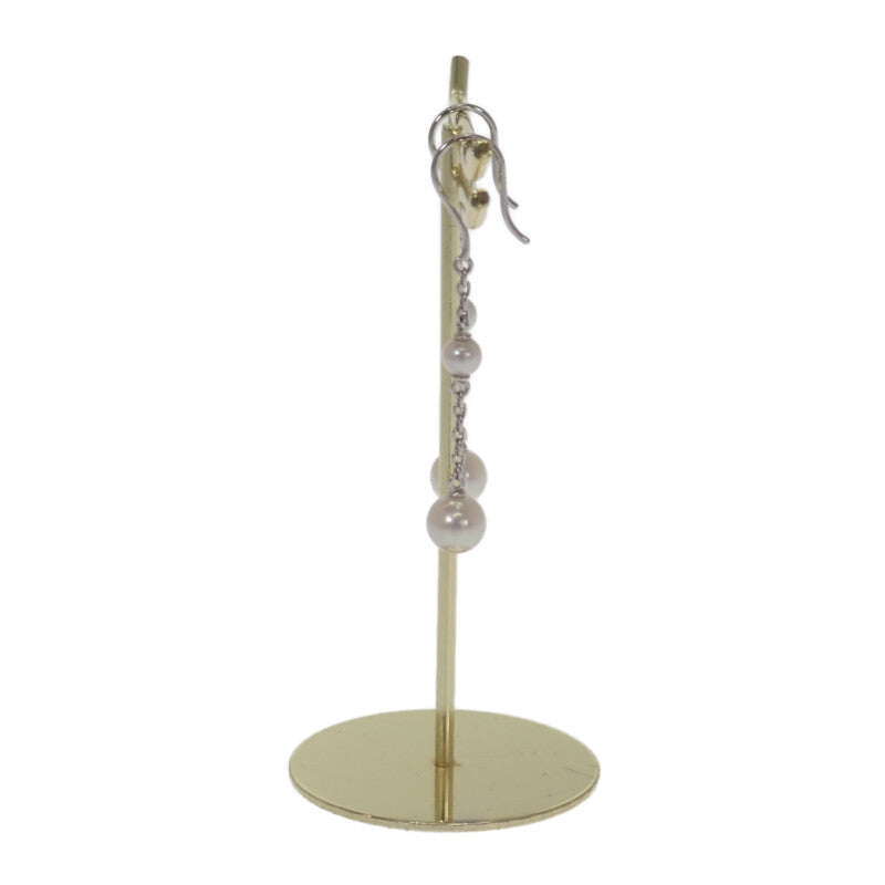 ミキモト MIKIMOTO パールチェーン ピアス K18ホワイトゴールド アコヤ真珠 レディース【中古】【Aランク】