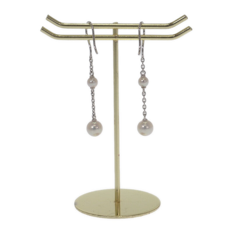 ミキモト MIKIMOTO パールチェーン ピアス K18ホワイトゴールド アコヤ真珠 レディース【中古】【Aランク】