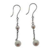 ミキモト MIKIMOTO パールチェーン ピアス K18ホワイトゴールド アコヤ真珠 レディース【中古】【Aランク】