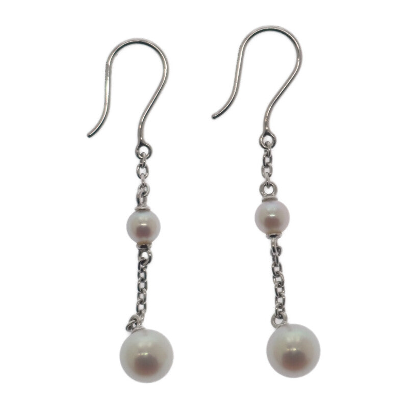 ミキモト MIKIMOTO パールチェーン ピアス K18ホワイトゴールド アコヤ真珠 レディース【中古】【Aランク】