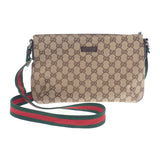 グッチ GUCCI GGキャンバスショルダー ウェビングライン 189749KQWGR9791 ショルダーバッグ GGキャンバス ベージュ ブラウン レディース メンズ【中古】【ABランク】