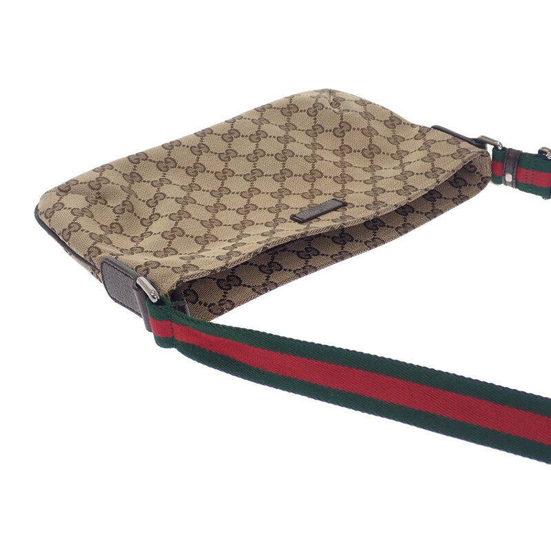 グッチ GUCCI GGキャンバスショルダー ウェビングライン 189749KQWGR9791 ショルダーバッグ GGキャンバス ベージュ ブラウン レディース メンズ【中古】【ABランク】