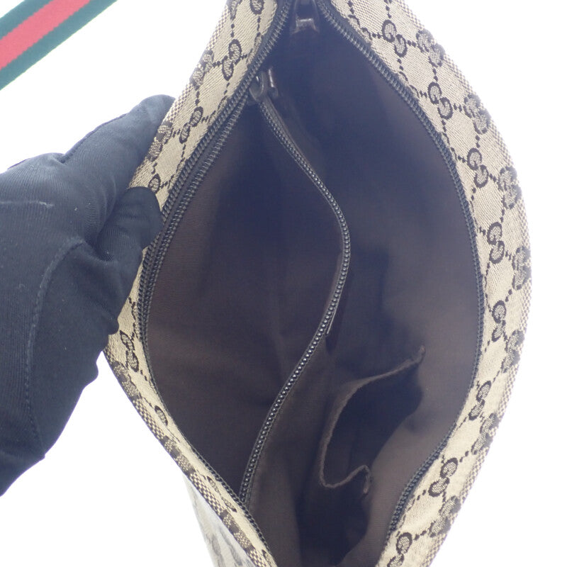 グッチ GUCCI GGキャンバスショルダー ウェビングライン 189749KQWGR9791 ショルダーバッグ GGキャンバス ベージュ ブラウン レディース メンズ【中古】【ABランク】