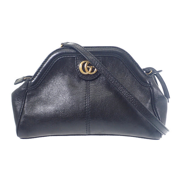 グッチ GUCCI リベルスモールタイガーヘッド 524620 ショルダーバッグ カーフ ブラック ゴールド金具 レディース【中古】【Bランク】