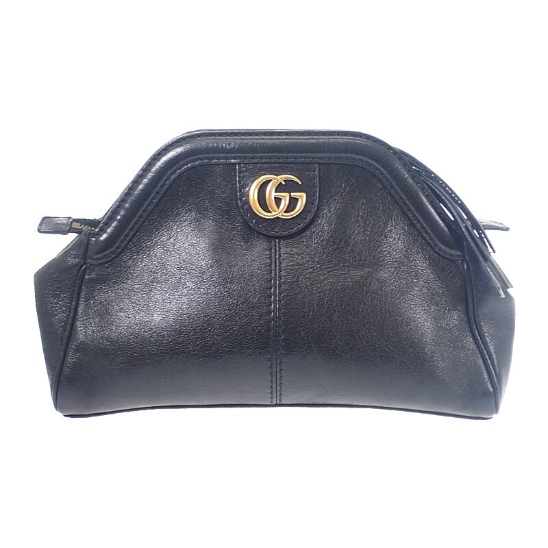 グッチ GUCCI リベルスモールタイガーヘッド 524620 ショルダーバッグ カーフ ブラック ゴールド金具 レディース【中古】【Bランク】