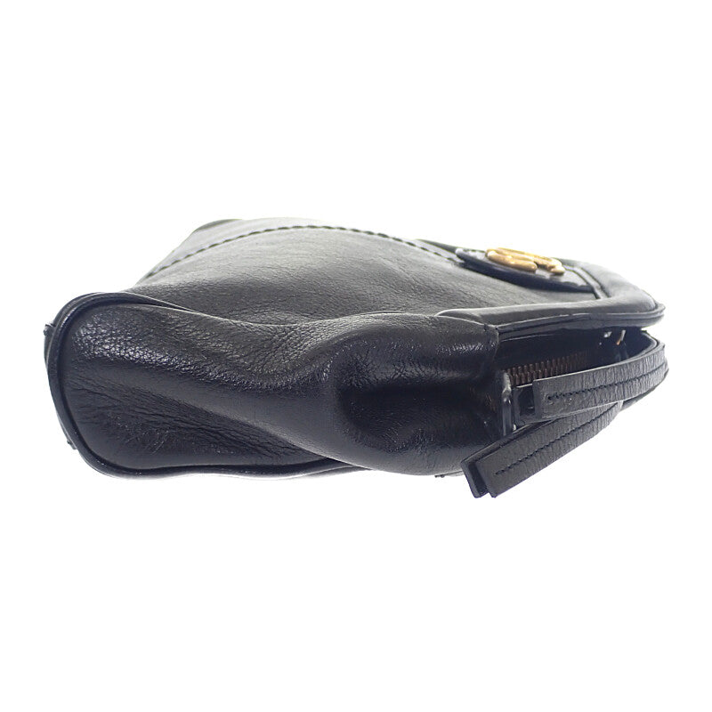 グッチ GUCCI リベルスモールタイガーヘッド 524620 ショルダーバッグ カーフ ブラック ゴールド金具 レディース【中古】【Bランク】