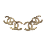 シャネル CHANEL ダブルココマーク A22B刻印 ピアス メタル ラインストーン ゴールド ブラック ホワイト レディース【中古】【Aランク】