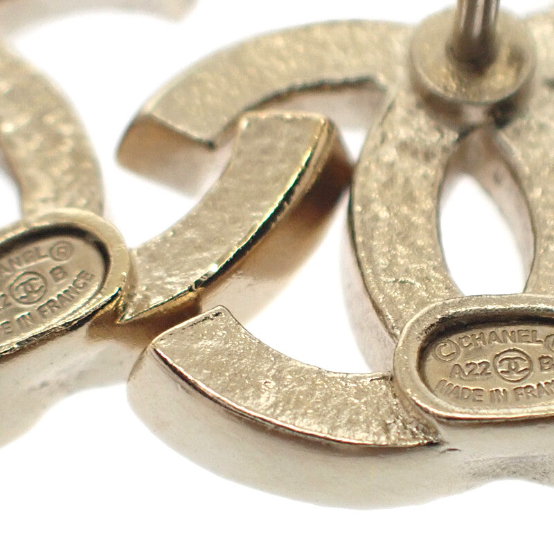 シャネル CHANEL ダブルココマーク A22B刻印 ピアス メタル ラインストーン ゴールド ブラック ホワイト レディース【中古】【Aランク】