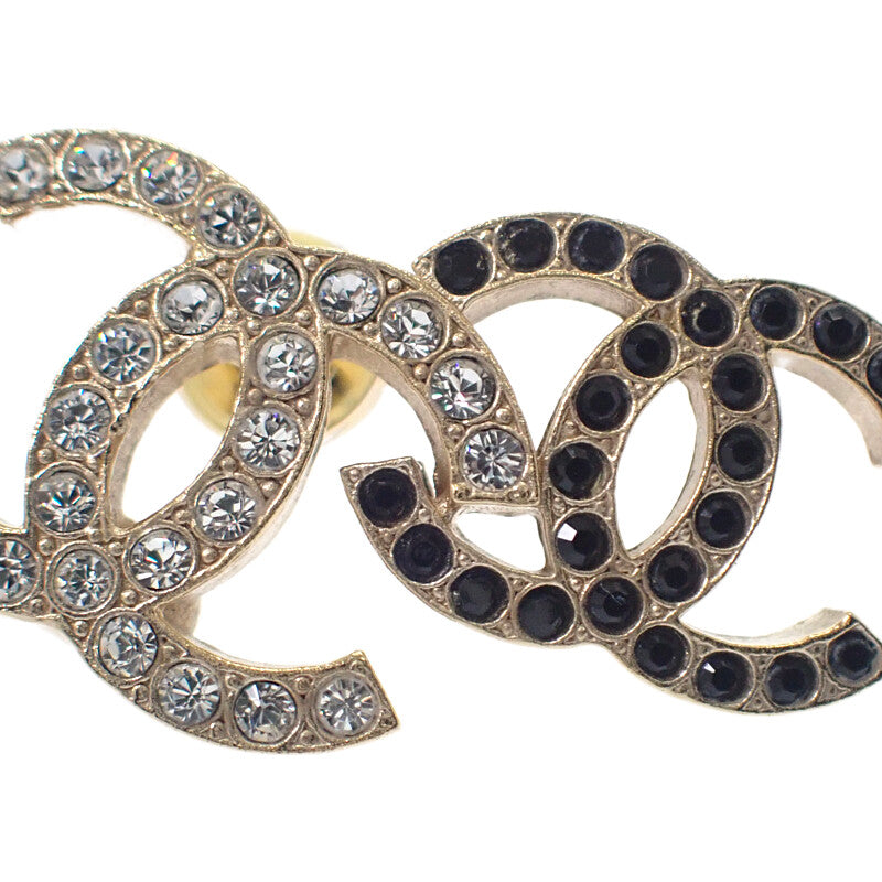 シャネル CHANEL ダブルココマーク A22B刻印 ピアス メタル ラインストーン ゴールド ブラック ホワイト レディース【中古】【Aランク】