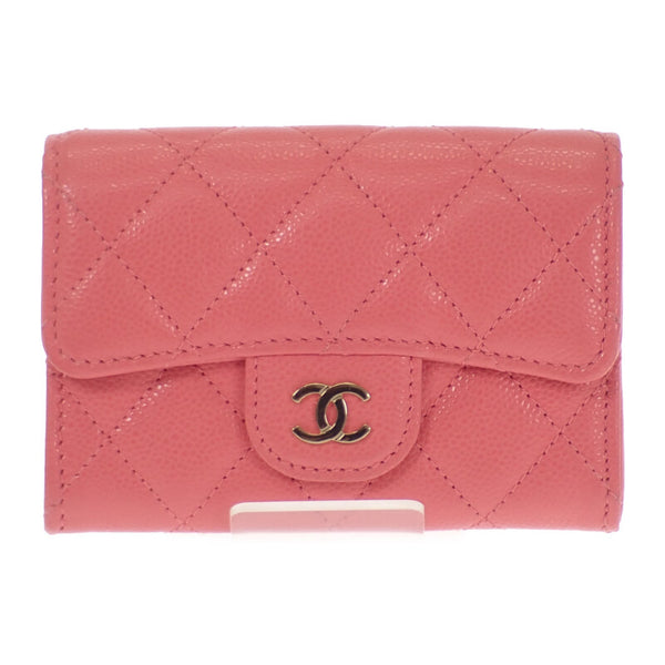 シャネル CHANEL クラシックフラップ AP4096 カードケース キャビアスキン ピンク ゴールド金具 レディース【中古】【Aランク】