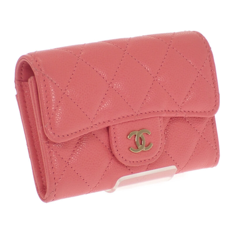 シャネル CHANEL クラシックフラップ AP4096 カードケース キャビアスキン ピンク ゴールド金具 レディース【中古】【Aランク】