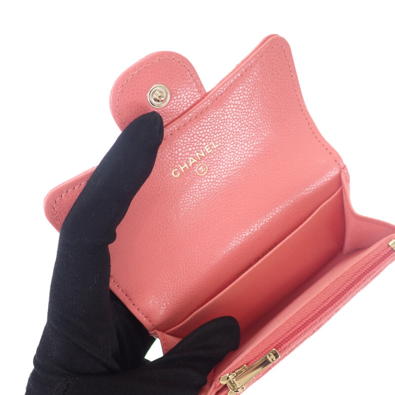 シャネル CHANEL クラシックフラップ AP4096 カードケース キャビアスキン ピンク ゴールド金具 レディース【中古】【Aランク】
