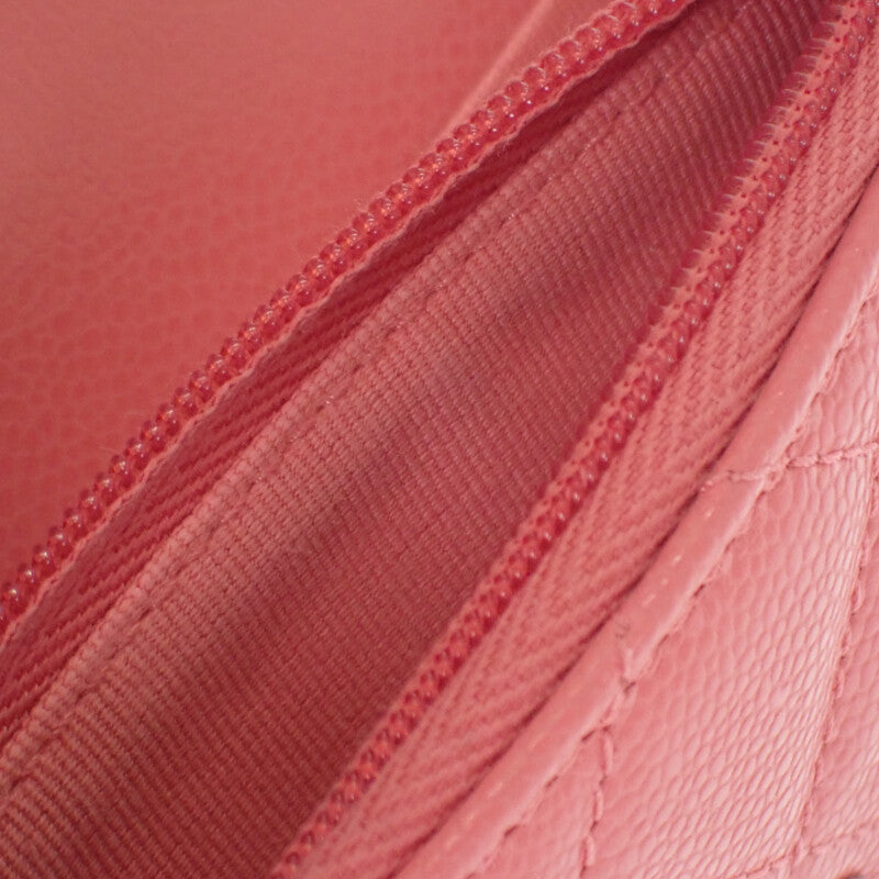 シャネル CHANEL クラシックフラップ AP4096 カードケース キャビアスキン ピンク ゴールド金具 レディース【中古】【Aランク】