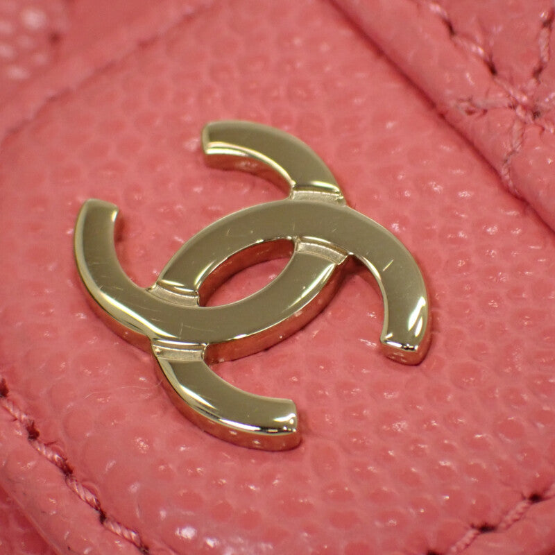 シャネル CHANEL クラシックフラップ AP4096 カードケース キャビアスキン ピンク ゴールド金具 レディース【中古】【Aランク】