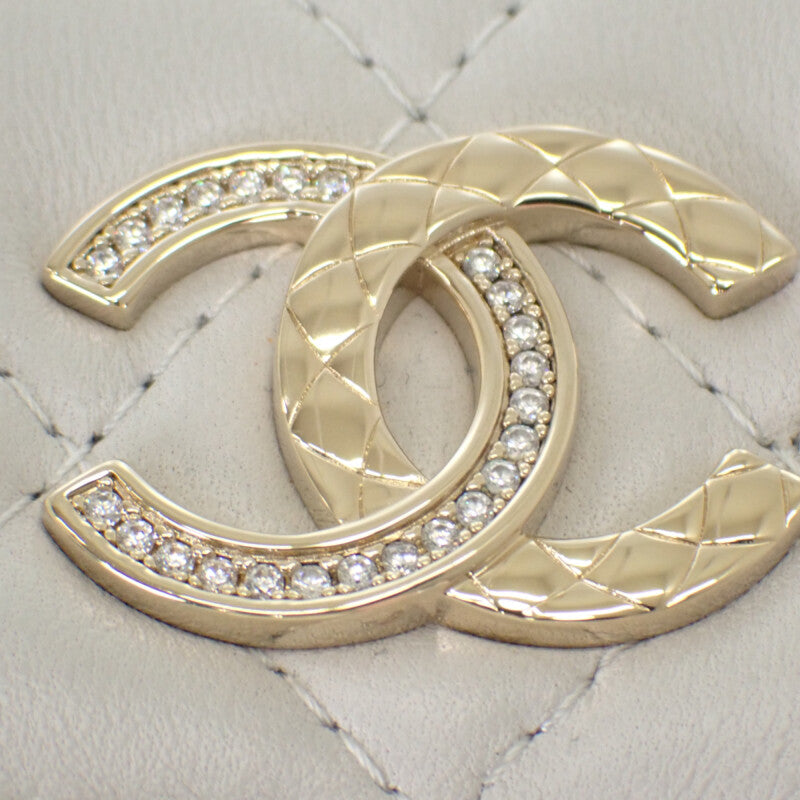 シャネル CHANEL フラップ AP4342 カードケース ラムスキン ライトグレー ゴールド金具 レディース【中古】【Aランク】