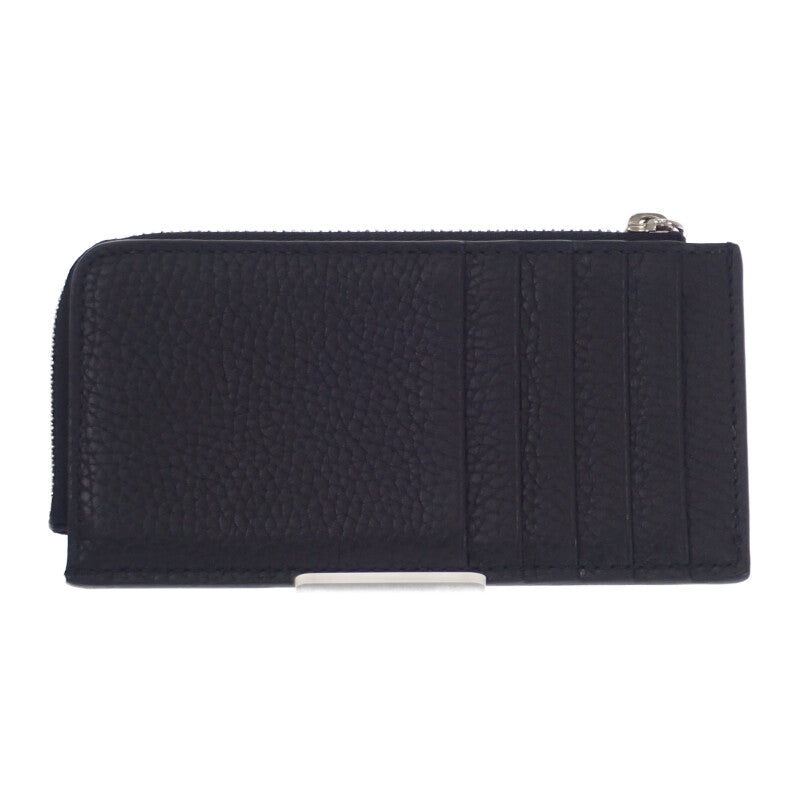 グッチ GUCCI ロゴ ジップ 835073AAE1W1000 カードケース カーフスキン ブラック シルバー金具 メンズ【中古】【Aランク】