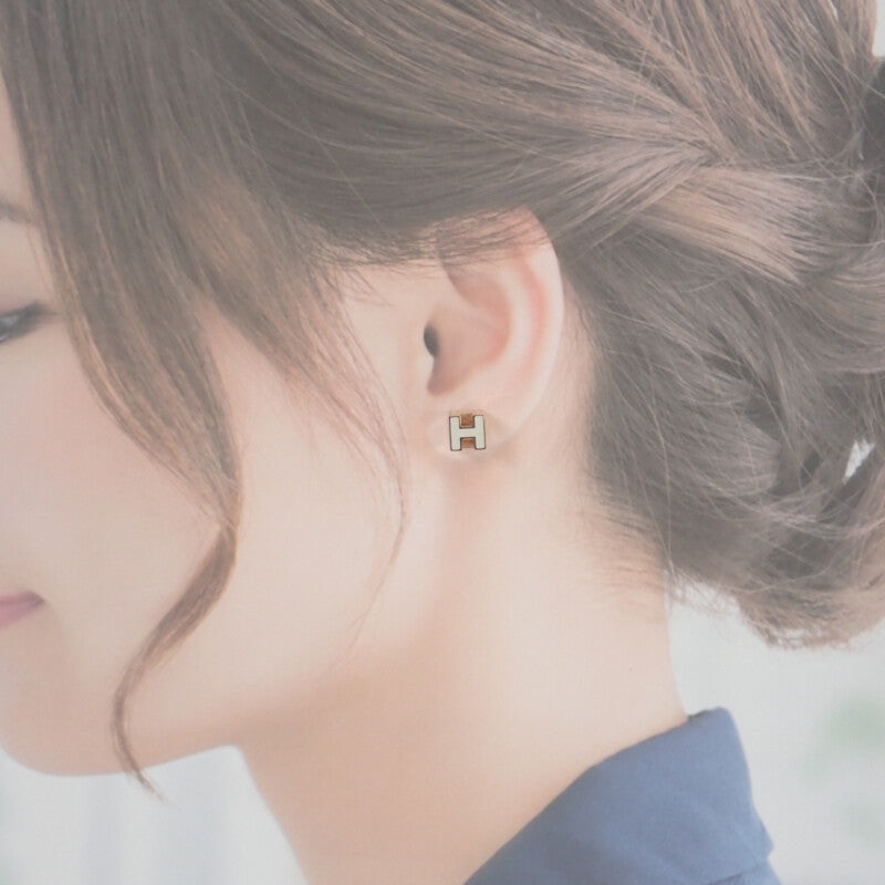 エルメス HERMES カージュドアッシュ Hキューブ ピアス メタル ホワイト ピンクゴールド レディース【中古】【Aランク】