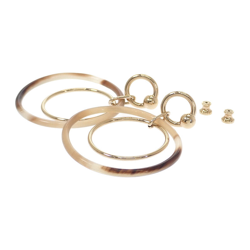 エルメス HERMES アミュレットデュオ ピアス メタル バッファローホーン ブラウン ゴールド レディース【中古】【Aランク】