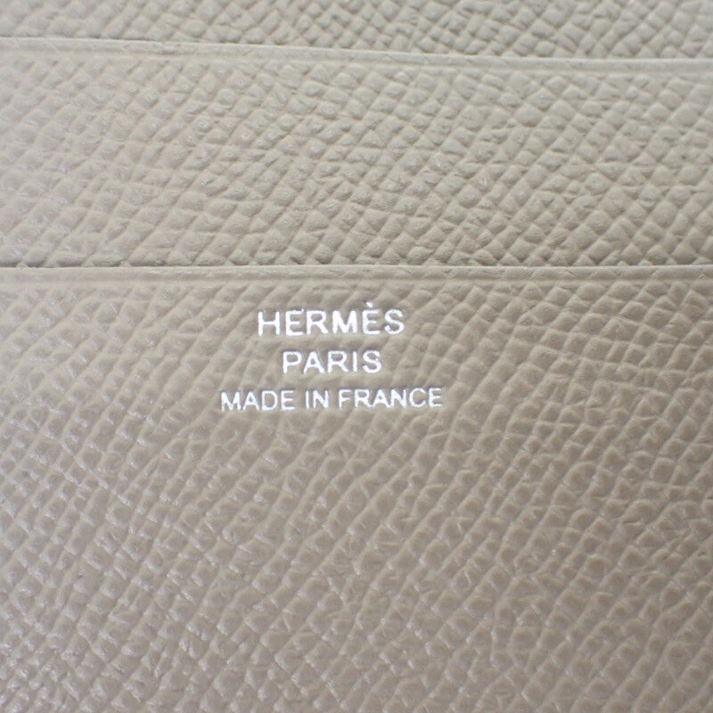 エルメス HERMES ベアン コンビ ネヴェルソ K刻印 三つ折り財布 ヴォーエプソン エタン エトゥープ シルバー金具 レディース【中古】【Aランク】