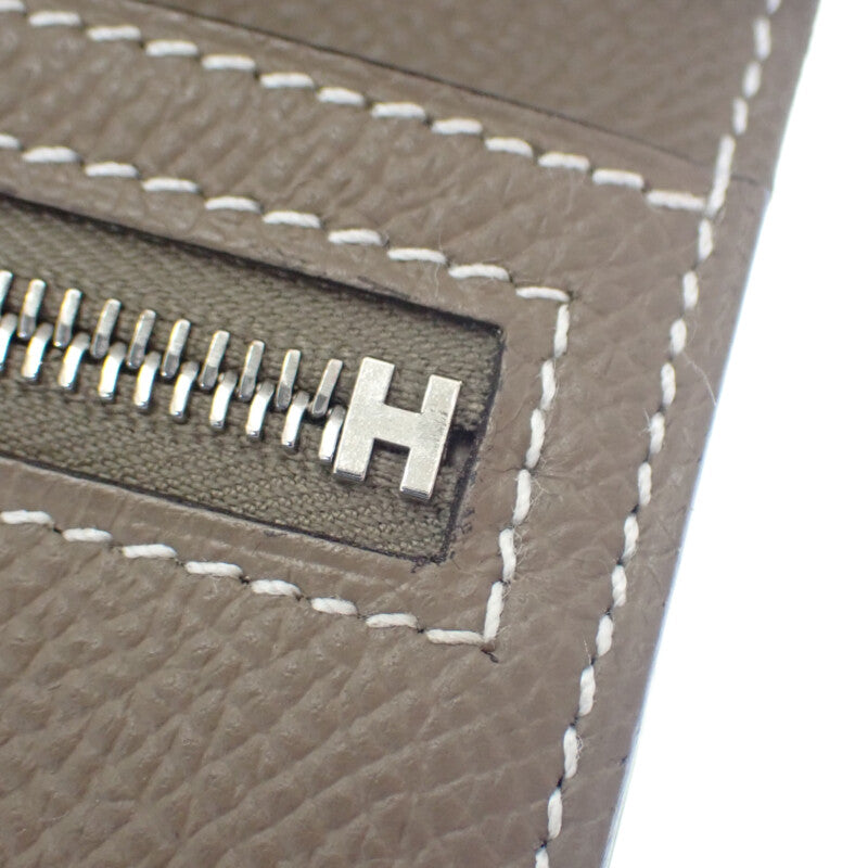 エルメス HERMES ベアン コンビ ネヴェルソ K刻印 三つ折り財布 ヴォーエプソン エタン エトゥープ シルバー金具 レディース【中古】【Aランク】