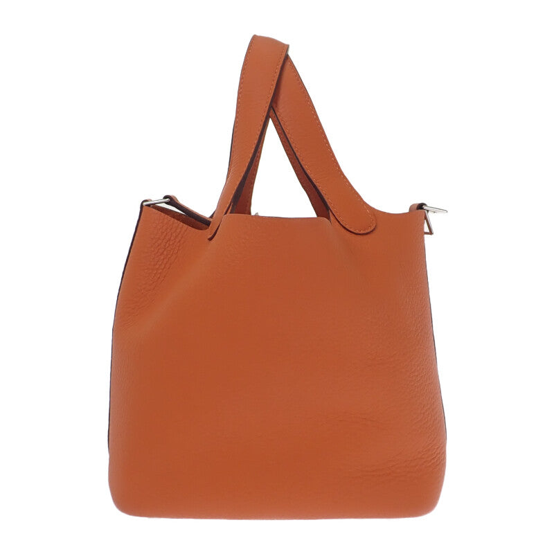 エルメス HERMES ピコタンロックPM ハンドバッグ トリヨンクレマンス オレンジミニアン シルバー金具 レディース【中古】【Aランク】