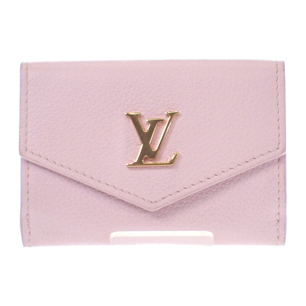 ルイヴィトン LOUIS VUITTON ポルトフォイユ・ロックミニ M80088 三つ折り財布 カーフ ライトピンク ゴールド金具 レディース【中古】【ABランク】