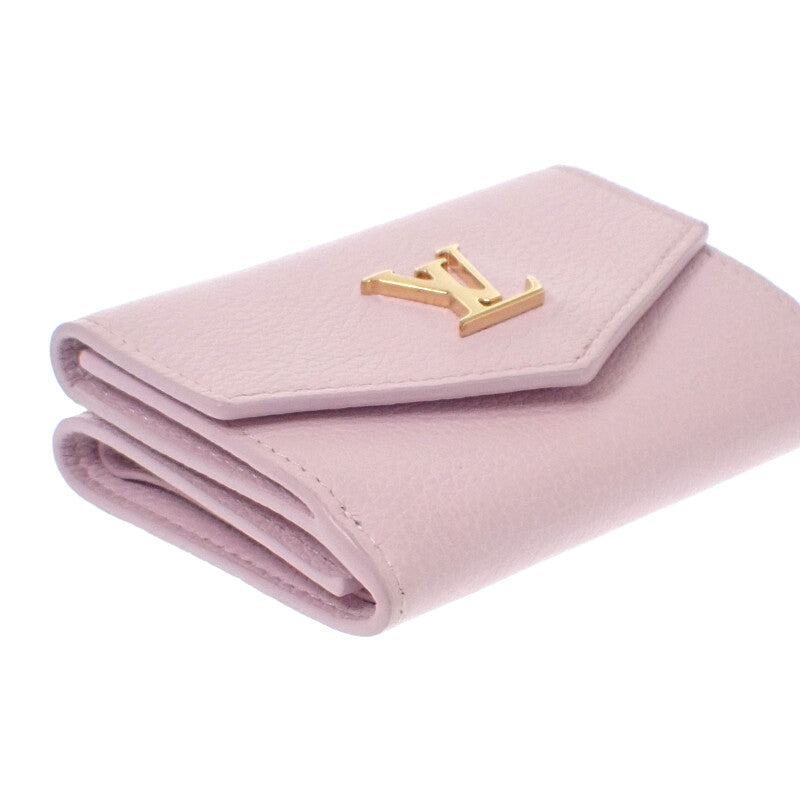 ルイヴィトン LOUIS VUITTON ポルトフォイユ・ロックミニ M80088 三つ折り財布 カーフ ライトピンク ゴールド金具 レディース【中古】【ABランク】