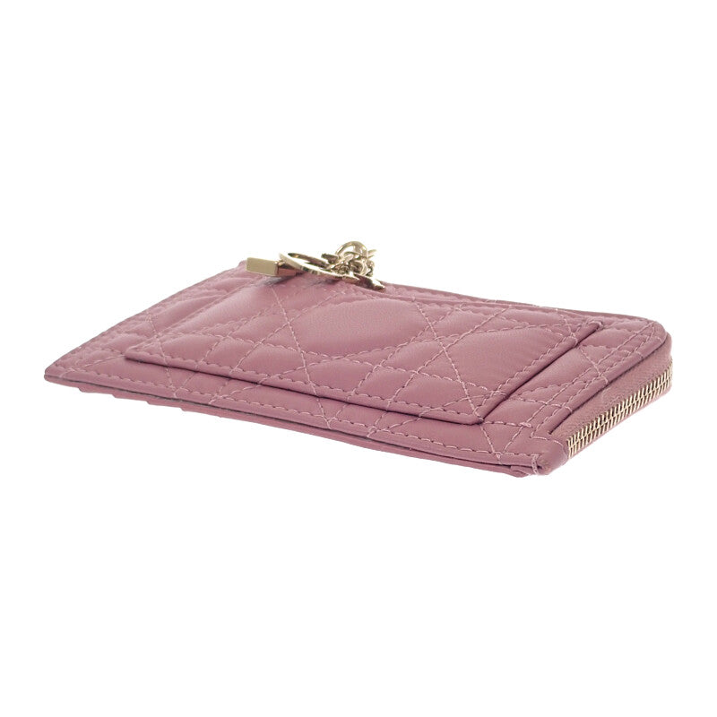 ディオール Dior レディ ディオールコスモス ジップカードホルダー S0965ONMJ_M77P カードケース ラムスキン ピンク ゴールド金具 レディース【中古】【ABランク】