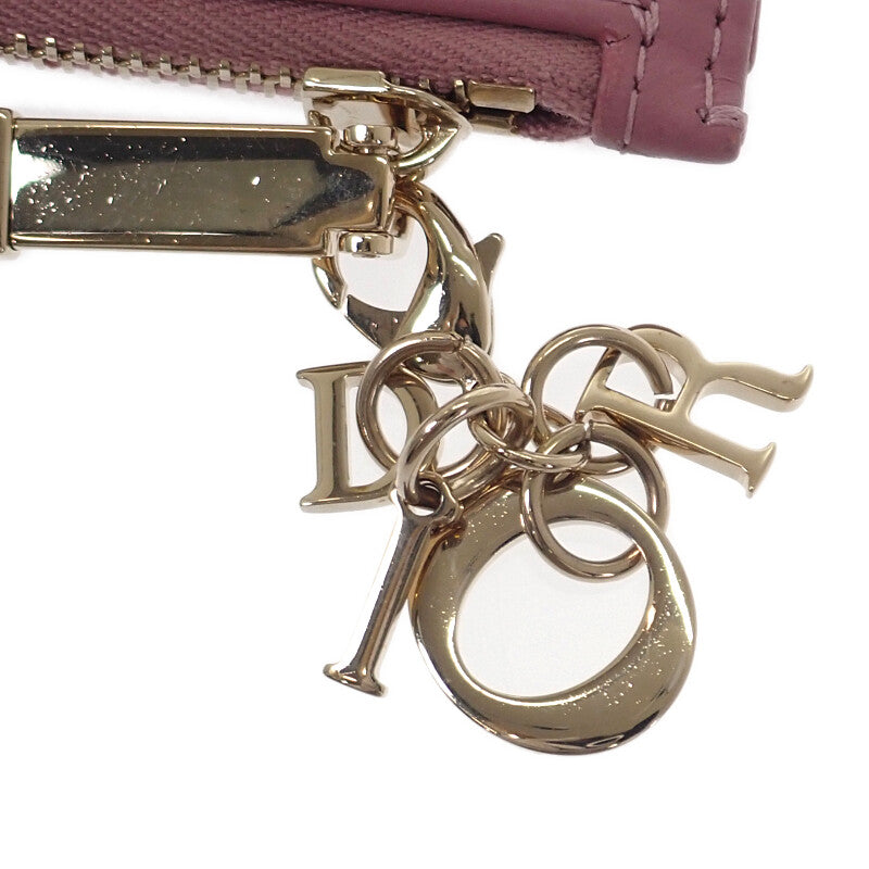 ディオール Dior レディ ディオールコスモス ジップカードホルダー S0965ONMJ_M77P カードケース ラムスキン ピンク ゴールド金具 レディース【中古】【ABランク】