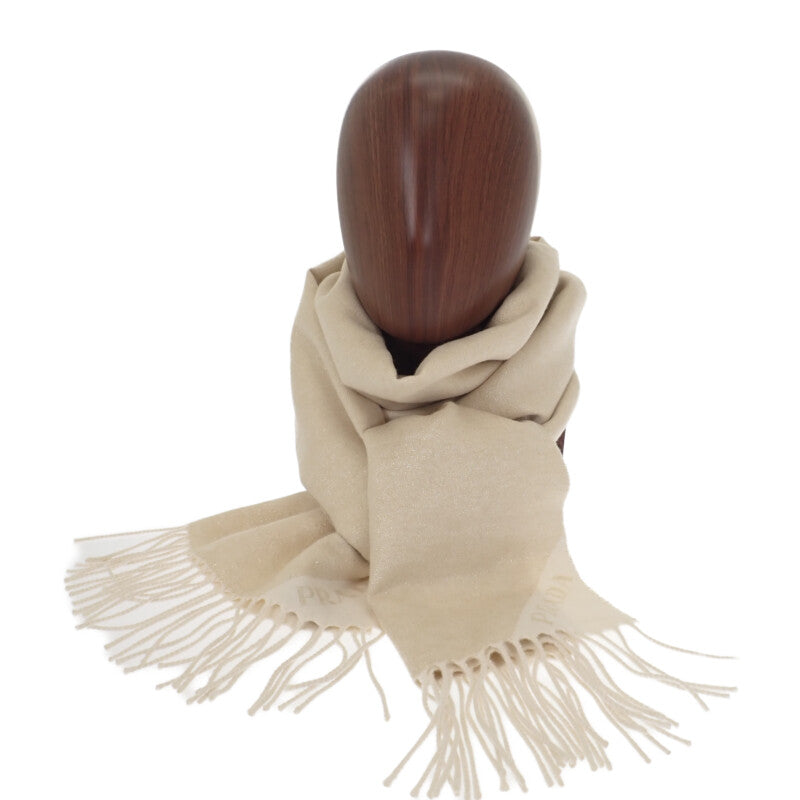 プラダ PRADA ジャガードイブニングスカーフ 1FS091_DGI_F0X0A ストール シルク カシミヤ ホワイト ゴールド レディース【中古】【Aランク】