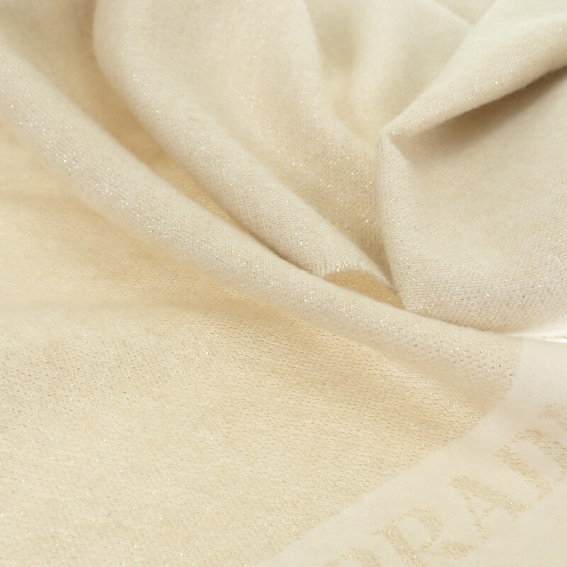 プラダ PRADA ジャガードイブニングスカーフ 1FS091_DGI_F0X0A ストール シルク カシミヤ ホワイト ゴールド レディース【中古】【Aランク】