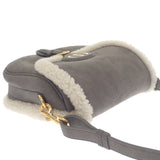 ディオール Dior Bobby ミディアム ショルダーバッグ スウェード ムートン グレー ゴールド金具 レディース【中古】【ABランク】