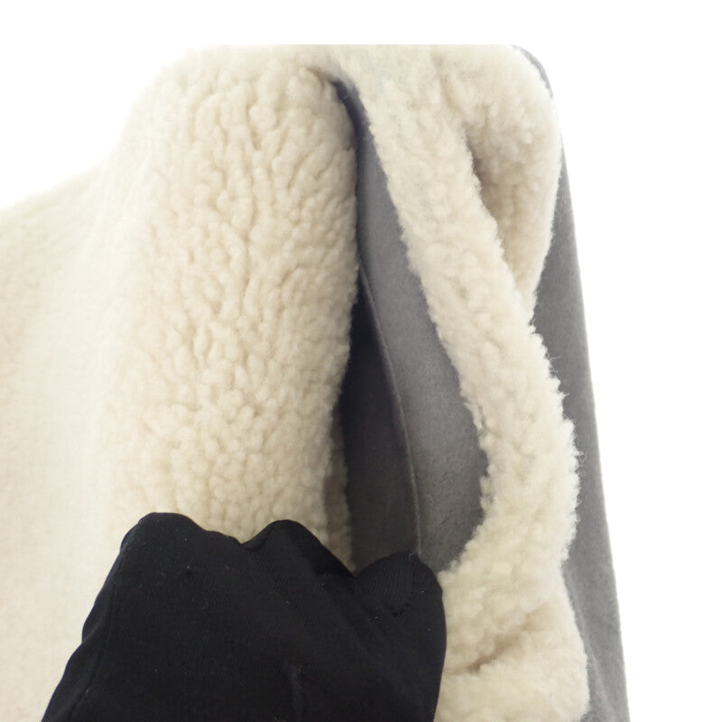 ディオール Dior Bobby ミディアム ショルダーバッグ スウェード ムートン グレー ゴールド金具 レディース【中古】【ABランク】