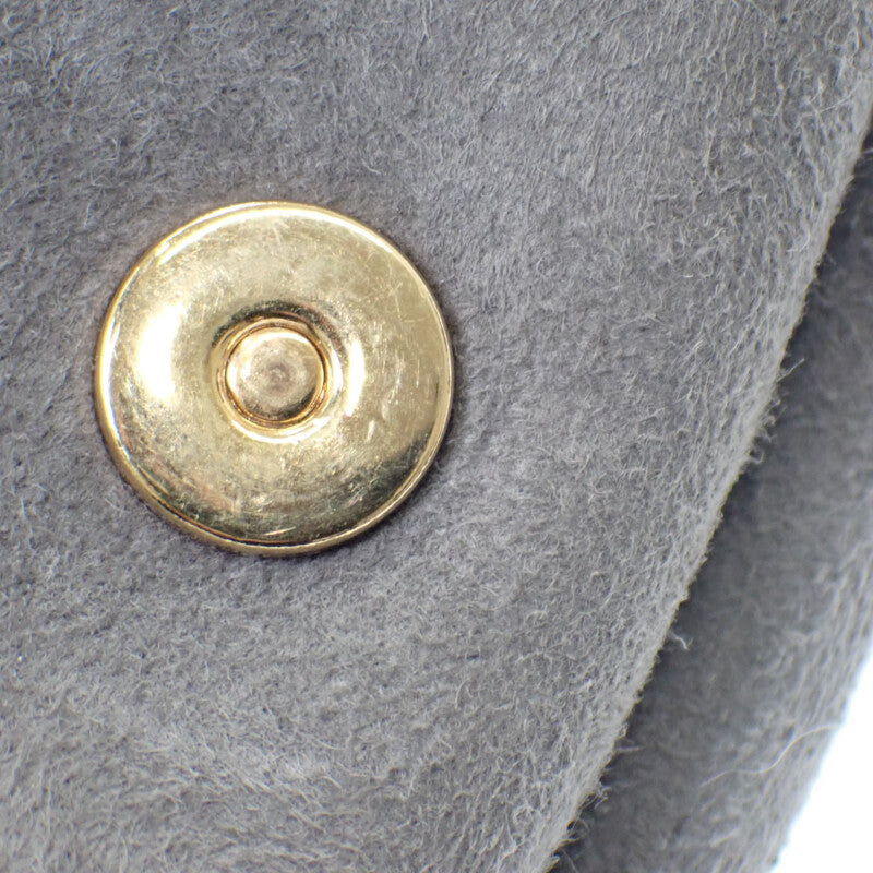 ディオール Dior Bobby ミディアム ショルダーバッグ スウェード ムートン グレー ゴールド金具 レディース【中古】【ABランク】