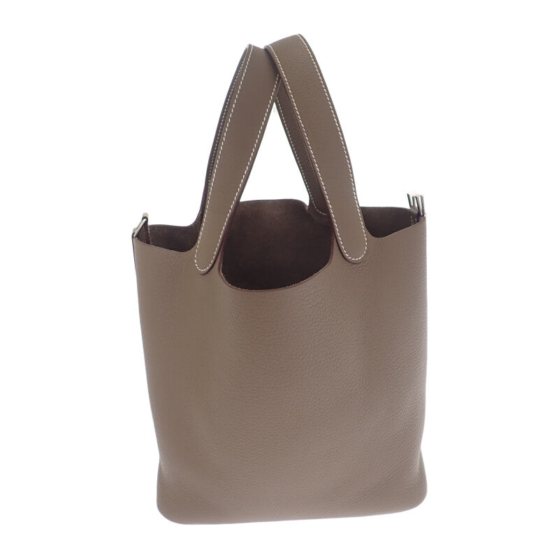 エルメス HERMES ピコタンロックMM ハンドバッグ トリヨンクレマンス エトゥープ シルバー金具 レディース【中古】【SAランク】