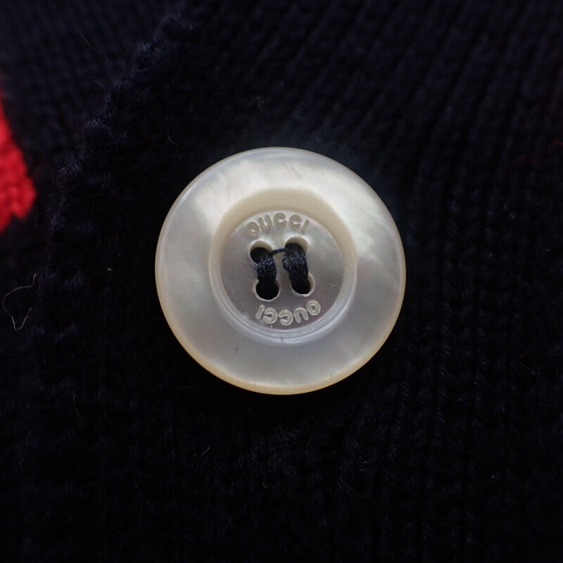 グッチ GUCCI ボーダー GGジャガード XL 523048_X9107 カーディガン コットン ネイビー メンズ【中古】【Aランク】