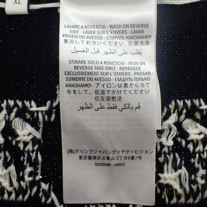 グッチ GUCCI ボーダー GGジャガード XL 523048_X9107 カーディガン コットン ネイビー メンズ【中古】【Aランク】