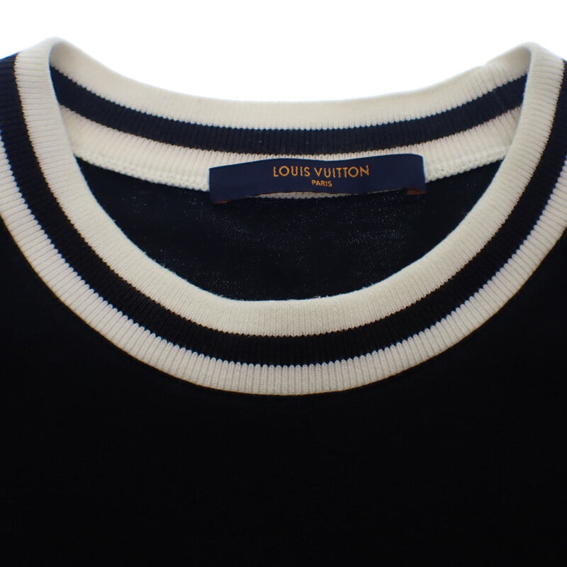 ルイヴィトン LOUIS VUITTON アップサイドダウン XL 半袖Ｔシャツ コットン ブラック ホワイト メンズ【中古】【ABランク】