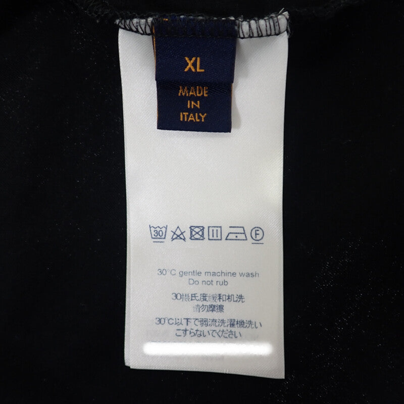 ルイヴィトン LOUIS VUITTON アップサイドダウン XL 半袖Ｔシャツ コットン ブラック ホワイト メンズ【中古】【ABランク】
