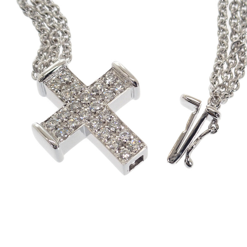 デザイン ジュエリー クロス ブレスレット K18ホワイトゴールド ダイヤモンド レディース【中古】【Aランク】