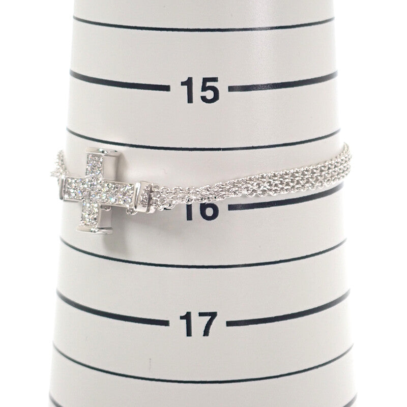 デザイン ジュエリー クロス ブレスレット K18ホワイトゴールド ダイヤモンド レディース【中古】【Aランク】