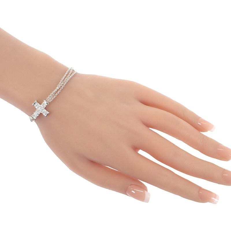 デザイン ジュエリー クロス ブレスレット K18ホワイトゴールド ダイヤモンド レディース【中古】【Aランク】