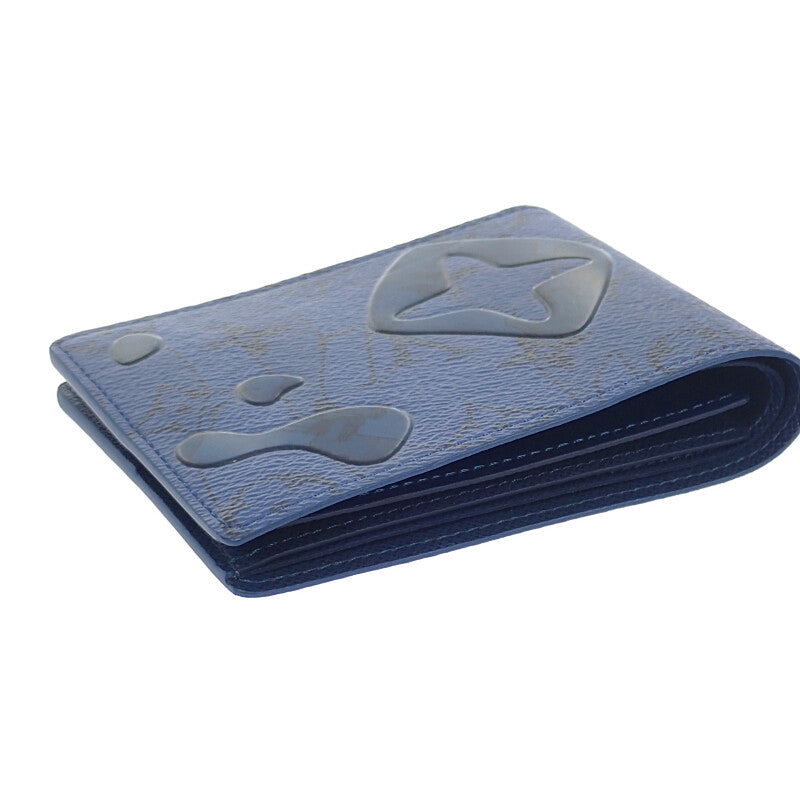 ルイヴィトン LOUIS VUITTON ポルトフォイユ・スレンダー M82307 二つ折り財布 モノグラムアクアガーデン ブルー メンズ【中古】【Aランク】