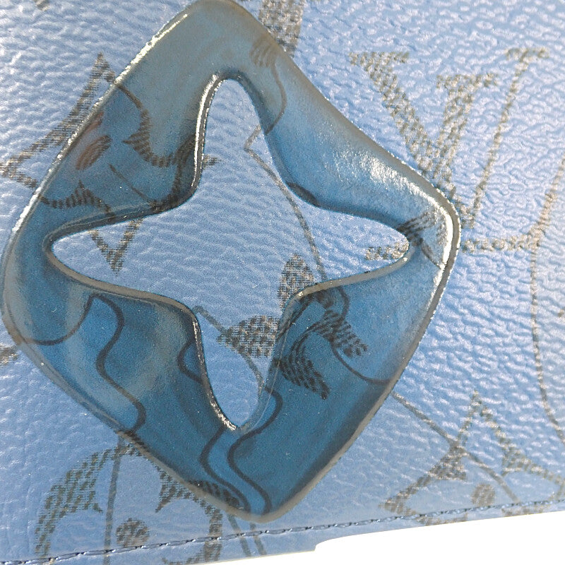 ルイヴィトン LOUIS VUITTON ポルトフォイユ・スレンダー M82307 二つ折り財布 モノグラムアクアガーデン ブルー メンズ【中古】【Aランク】