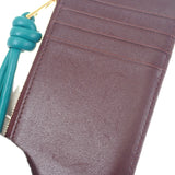 ロエベ LOEWE ノット コインカードホルダー CEM1Z40X01 カードケース シャイニーナパカーフ バーガンディ エメラルドグリーン ゴールド金具 レディース【中古】【ABランク】