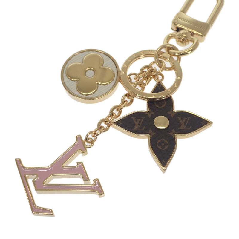 ルイヴィトン LOUIS VUITTON スプリングストリート バッグチャーム M01187 モノグラム キーホルダー メタル ゴールド ピンク ブラウン レディース【中古】【Aランク】