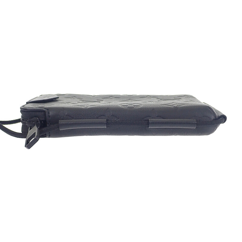 ルイヴィトン LOUIS VUITTON レースアップ・ポーチ M12601 ショルダーバッグ モノグラムシャドウ ブラック メンズ レディース【中古】【Aランク】