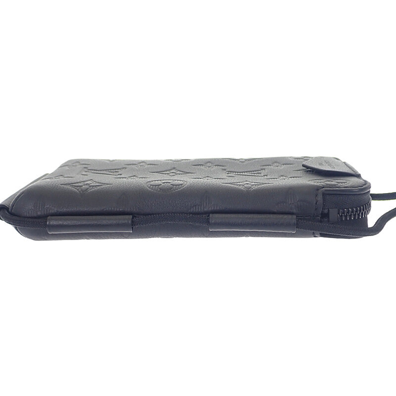 ルイヴィトン LOUIS VUITTON レースアップ・ポーチ M12601 ショルダーバッグ モノグラムシャドウ ブラック メンズ レディース【中古】【Aランク】