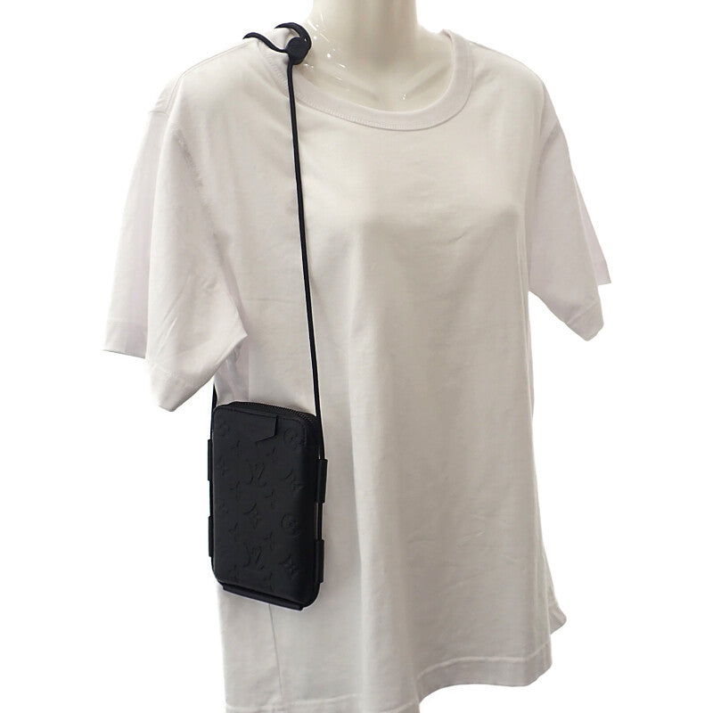 ルイヴィトン LOUIS VUITTON レースアップ・ポーチ M12601 ショルダーバッグ モノグラムシャドウ ブラック メンズ レディース【中古】【Aランク】